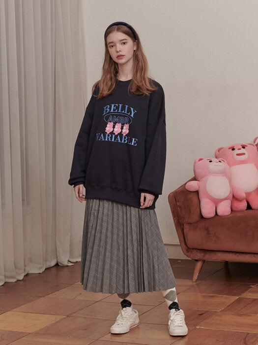 [ambler] Dance Belly Over fit Sweatshirt BMM202 (navy)