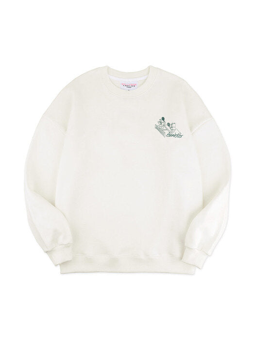 [ambler] Tennis Belly Over fit Sweatshirt BMM203 (ivory)