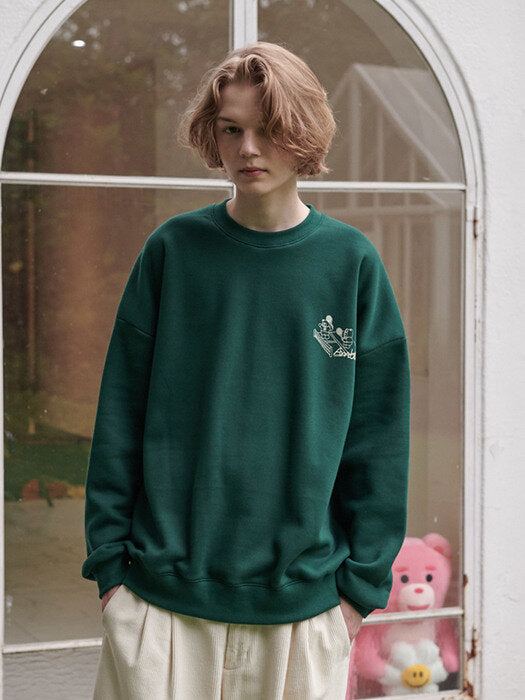 [ambler] Tennis Belly Over fit Sweatshirt BMM203 (green)
