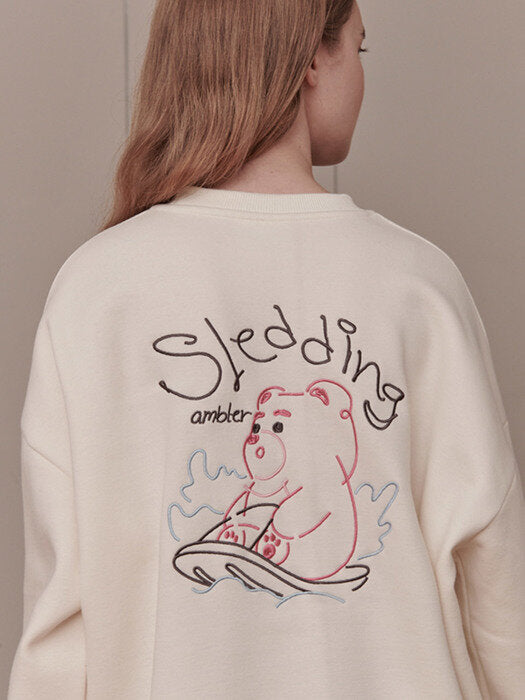 [ambler] Sledding Belly Over fit Sweatshirt BMM205 (ivory)