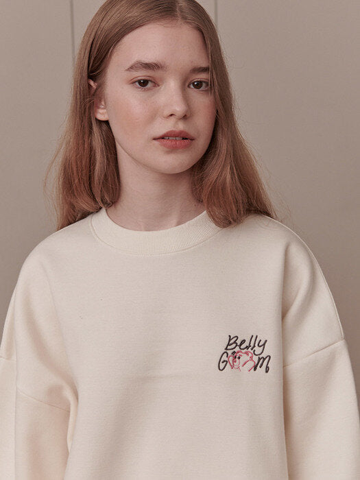 [ambler] Sledding Belly Over fit Sweatshirt BMM205 (ivory)