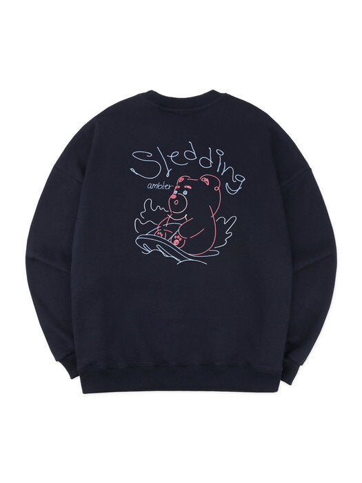[ambler] Sledding Belly Over fit Sweatshirt BMM205 (navy)