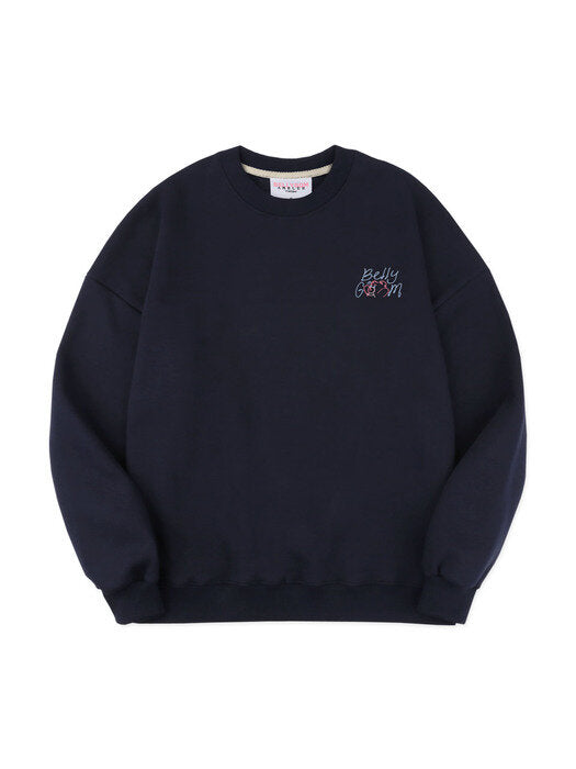 [ambler] Sledding Belly Over fit Sweatshirt BMM205 (navy)