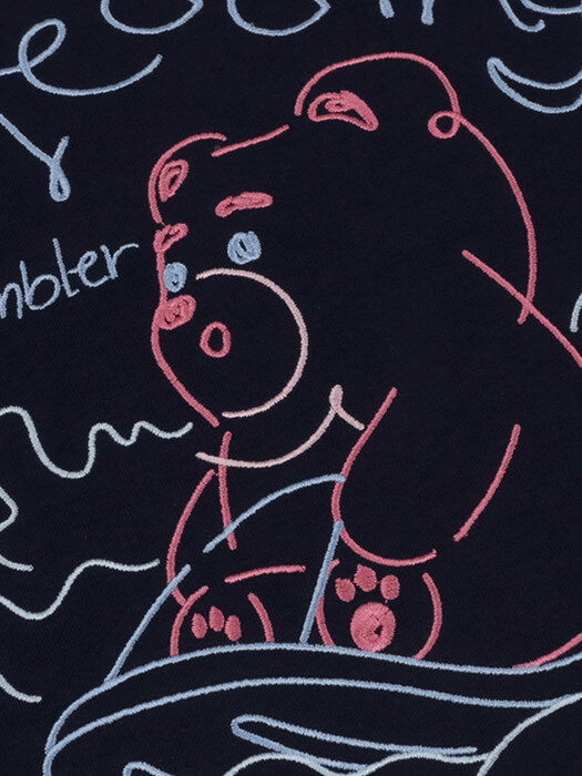 [ambler] Sledding Belly Over fit Sweatshirt BMM205 (navy)