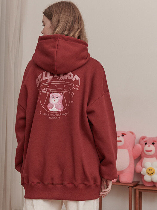 [ambler] UFO Belly Gom Over fit Hoodie BMM208 (burgundy)