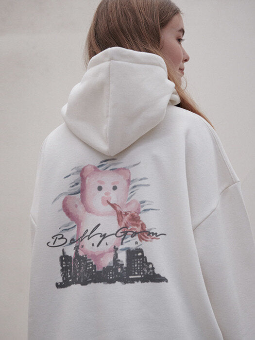 [ambler] Godzilla Belly Over fit Hoodie BMM209 (ivory)