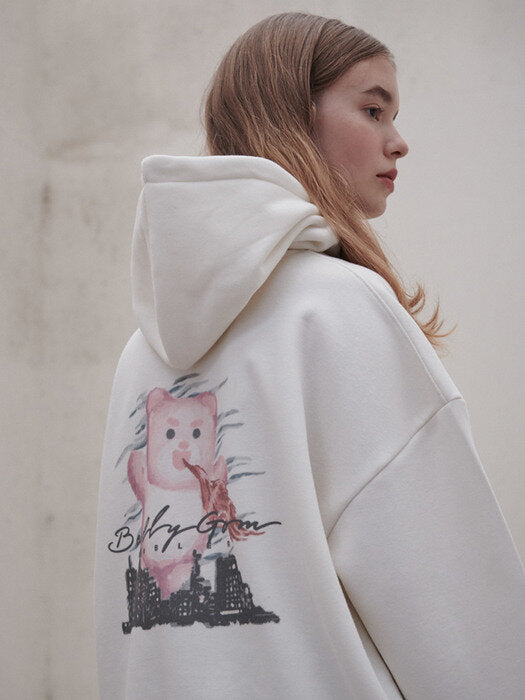 [ambler] Godzilla Belly Over fit Hoodie BMM209 (ivory)