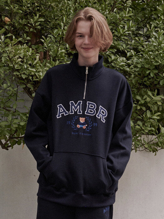 [ambler] Bay tree Over fit Anorak sweat set up (navy)