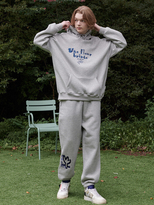 [ambler] Broken flower Hoodie set up (AHP905 2colors)