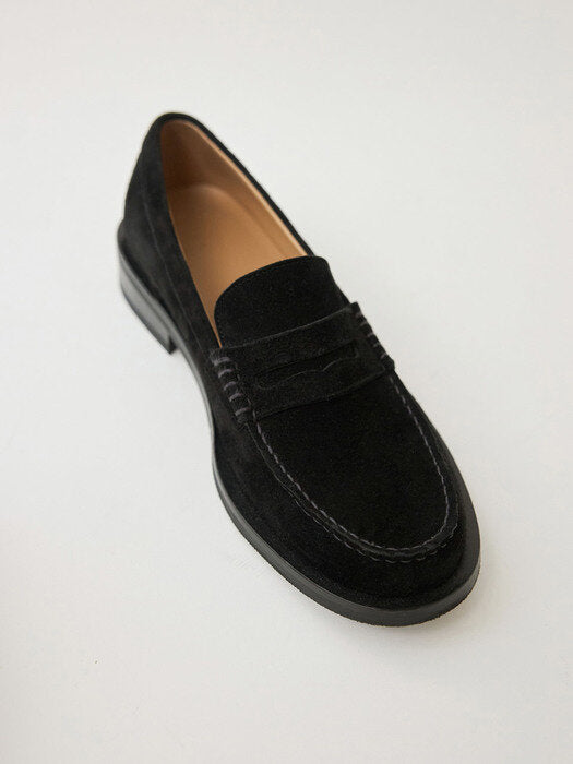 Facade Pattern Vintage Penny Loafers suede black