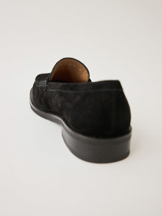 Facade Pattern Vintage Penny Loafers suede black