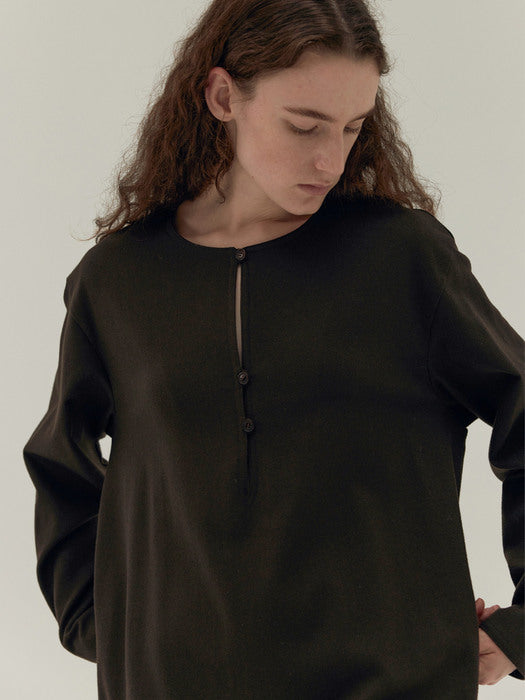 [moia] slit dress (deep brown)