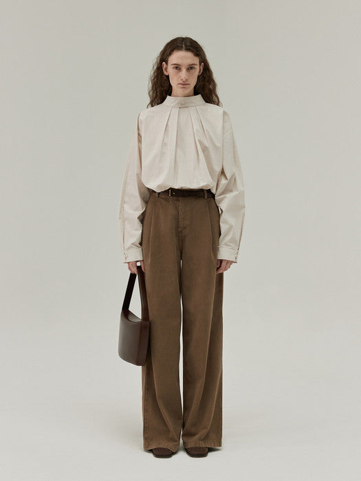 [moia] wide dyed denim (brown)