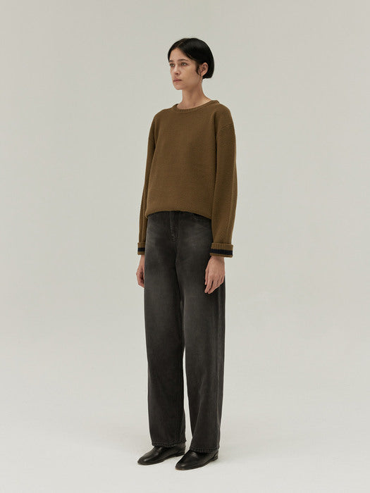 [moia] round cashmere knit (olive)