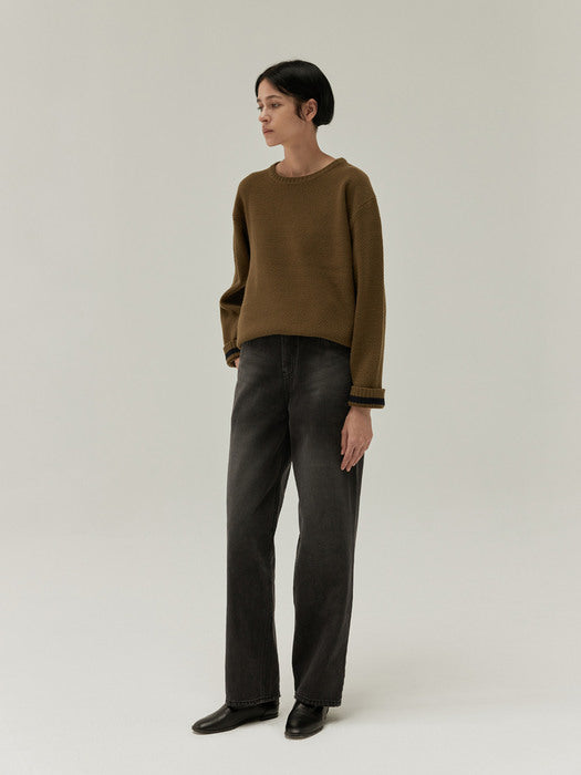 [moia] round cashmere knit (olive)