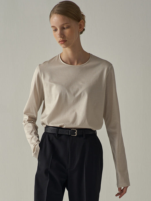 [facade pattern] Slip Knot Cotton Long-Sleeve Tee (4 colors)