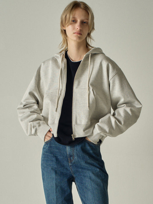 Facade Pattern French Zip-Up Hoodie oatmeal