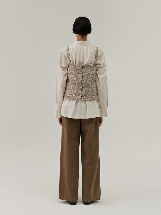 [moia] bubble knit vest (brown)