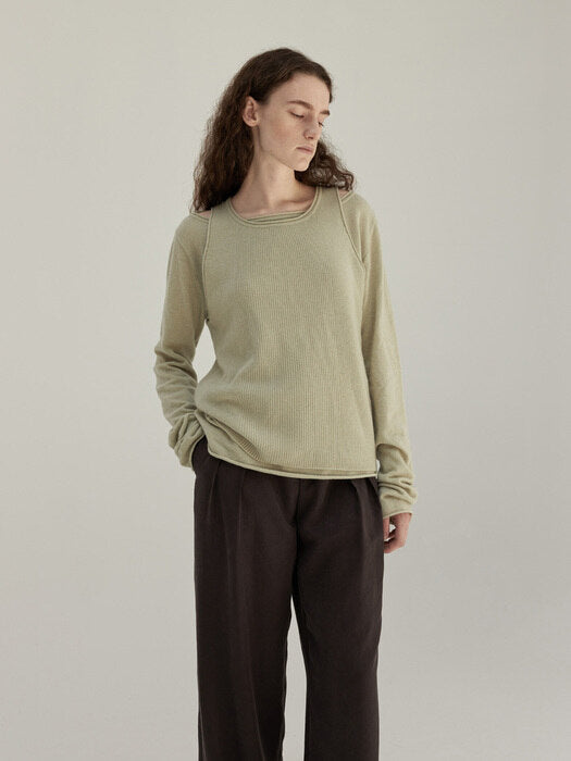 [moia] wool knit top (winter melon)