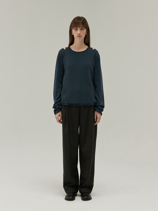 [moia] wool knit top (vintage blue)