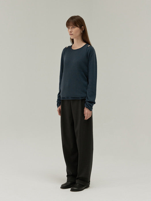 [moia] wool knit top (vintage blue)