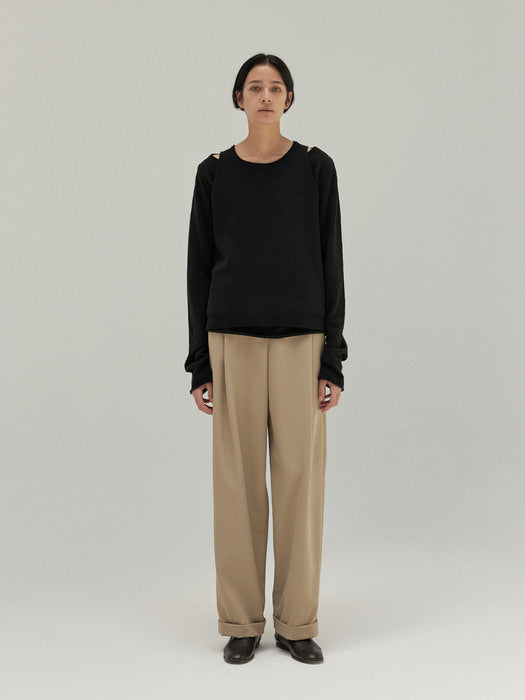 [moia] wool knit top (black)