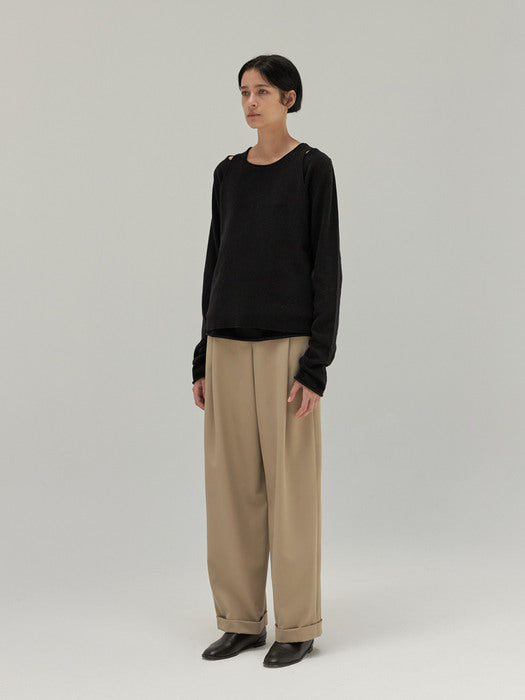 [moia] wool knit top (black)