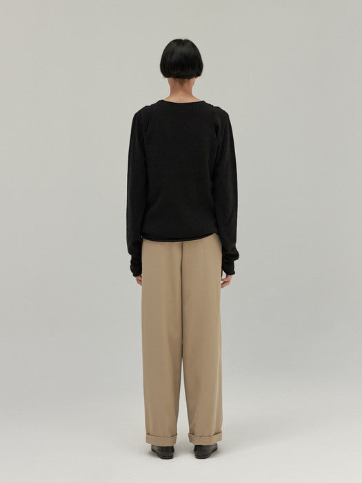 [moia] wool knit top (black)