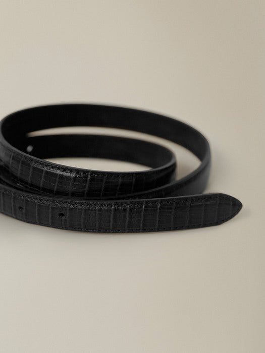 [nothing written] Lizard leather belt (Black)