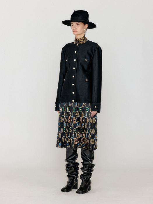 Eenk Vessy Pleats Dress - Black Multi