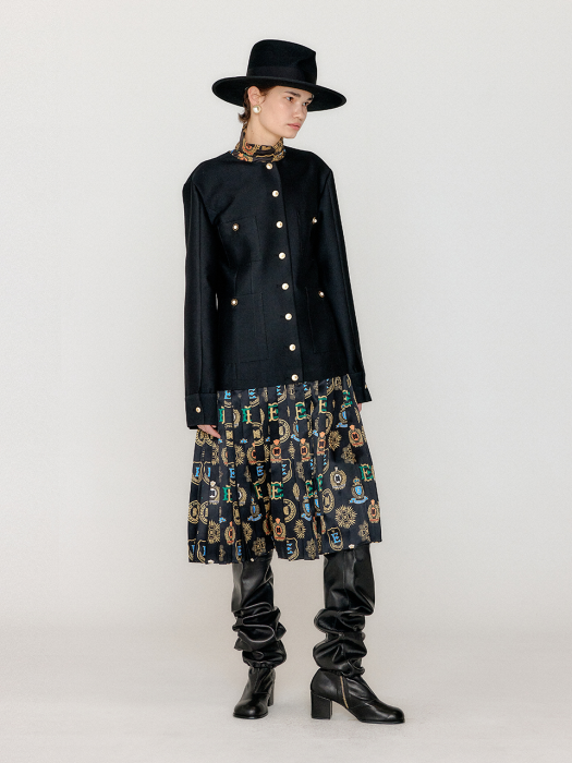 Eenk Vessy Pleats Dress - Black Multi