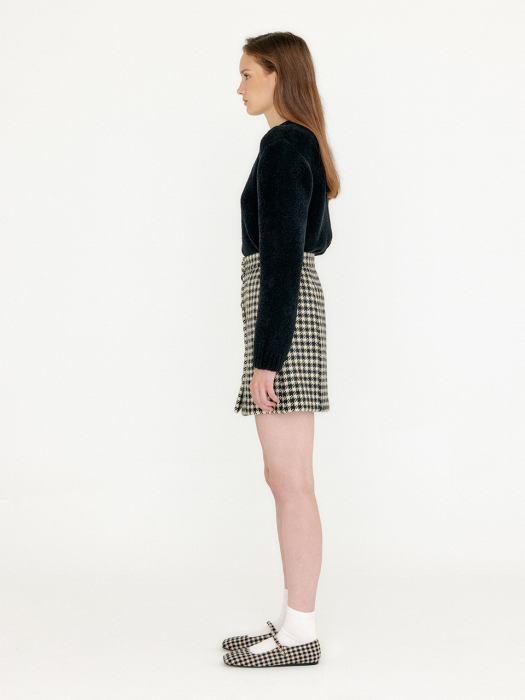 Eenk Vethy Buttoned Mini Skirt - Black/Ivory Check