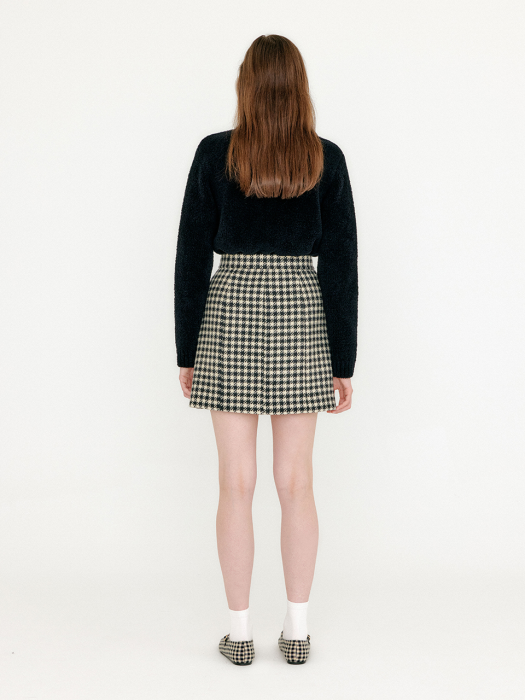 Eenk Vethy Buttoned Mini Skirt - Black/Ivory Check