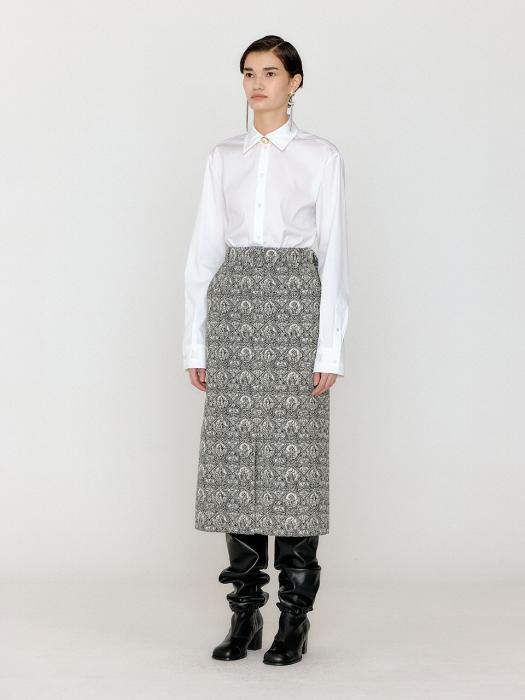 Eenk Voema Belted Midi Skirt - Black/Ivory