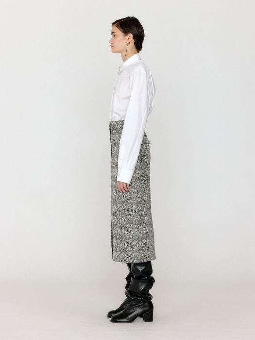 Eenk Voema Belted Midi Skirt - Black/Ivory