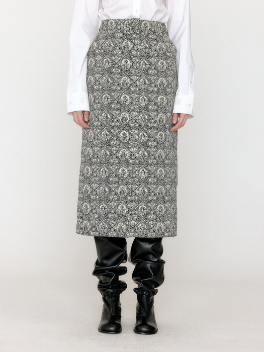 Eenk Voema Belted Midi Skirt - Black/Ivory
