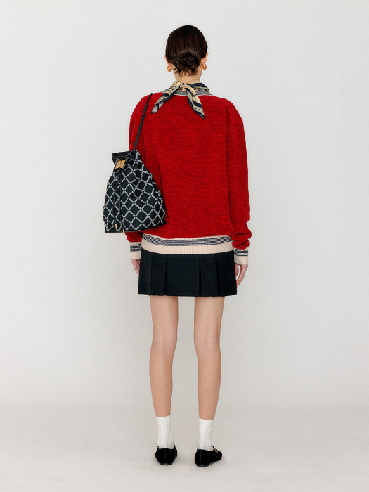 Eenk Vivas V-Neck Knit Pullover - Red