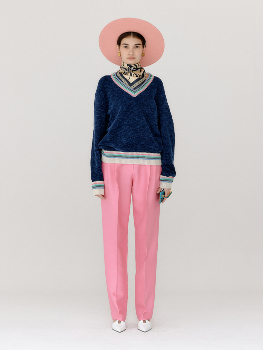 Eenk Vivas V-Neck Knit Pullover - Navy