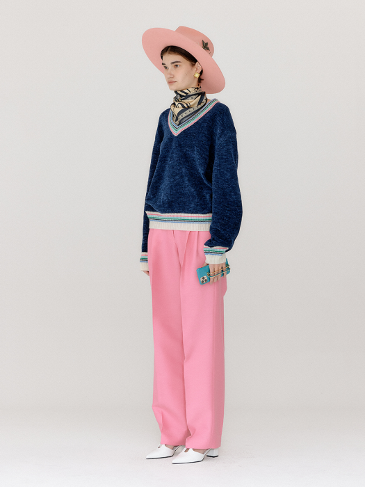 Eenk Vivas V-Neck Knit Pullover - Navy