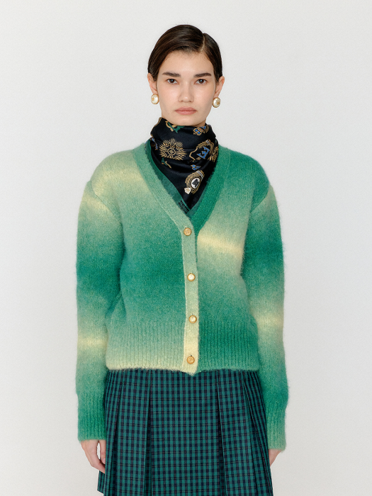 Eenk Vassia Gradation Striped Knit Cardigan - Green