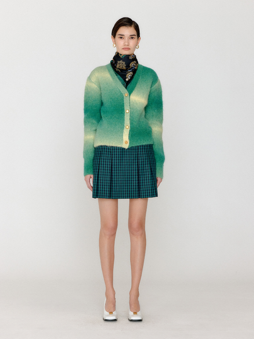 Eenk Vassia Gradation Striped Knit Cardigan - Green