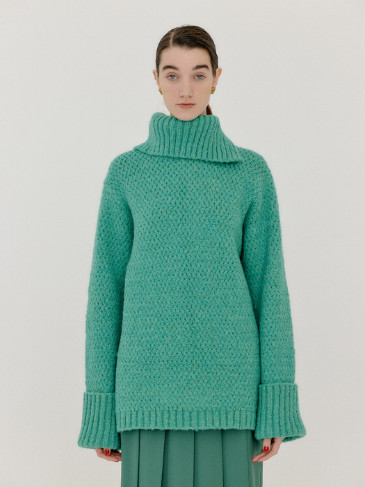 [EENK] Verien Oversized Knit Turtleneck - Green