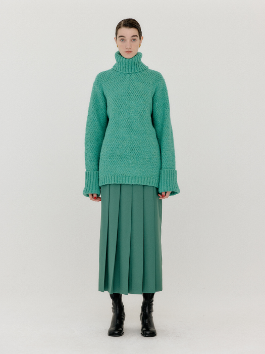[EENK] Verien Oversized Knit Turtleneck - Green