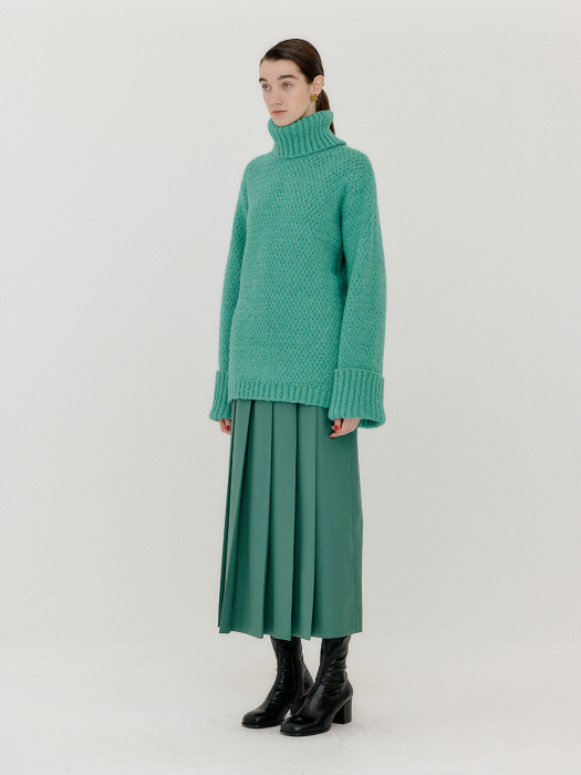 [EENK] Verien Oversized Knit Turtleneck - Green