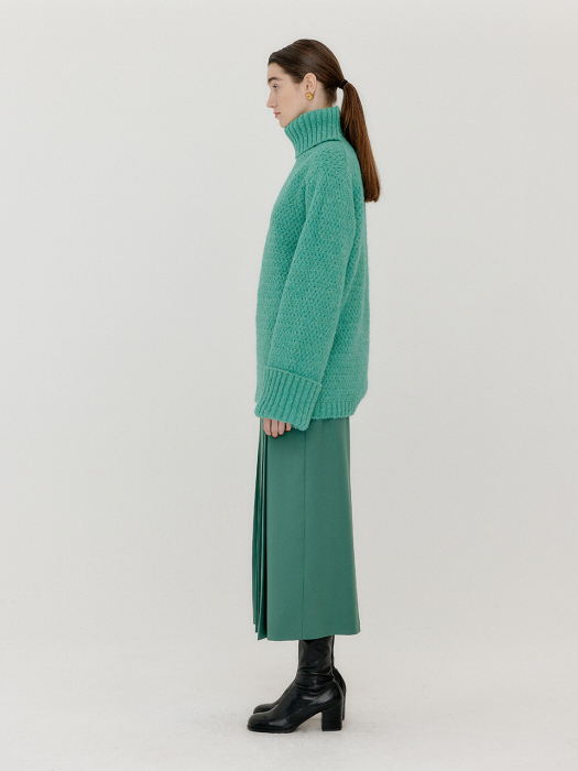 [EENK] Verien Oversized Knit Turtleneck - Green