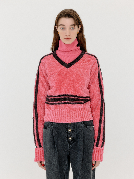 Eenk Varina Paneled Knit Pullover - Pink/Brown