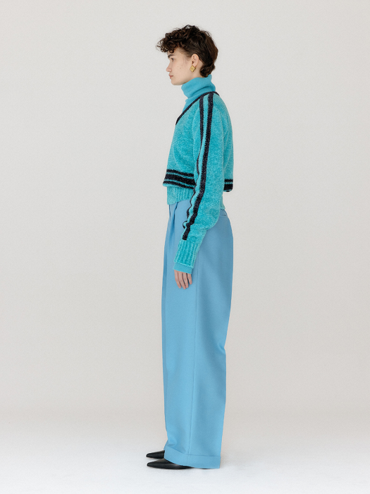 Eenk Varina Paneled Knit Pullover - Sky Blue/Navy