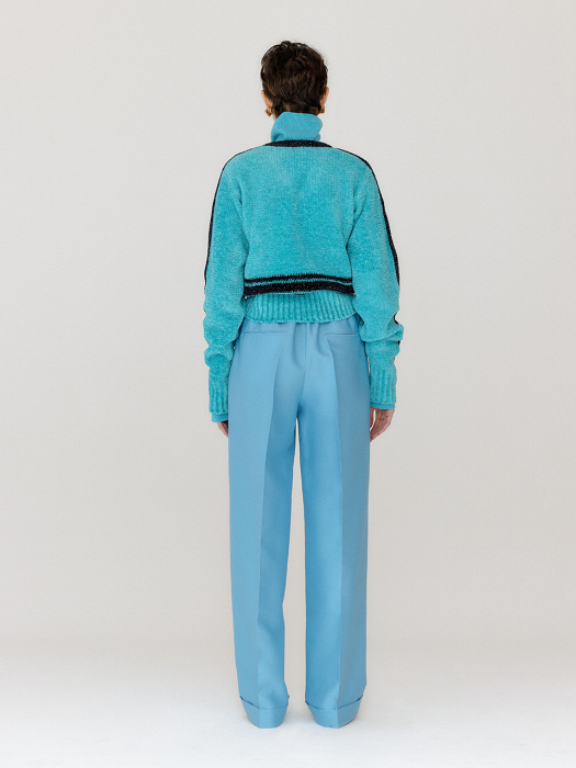 Eenk Varina Paneled Knit Pullover - Sky Blue/Navy