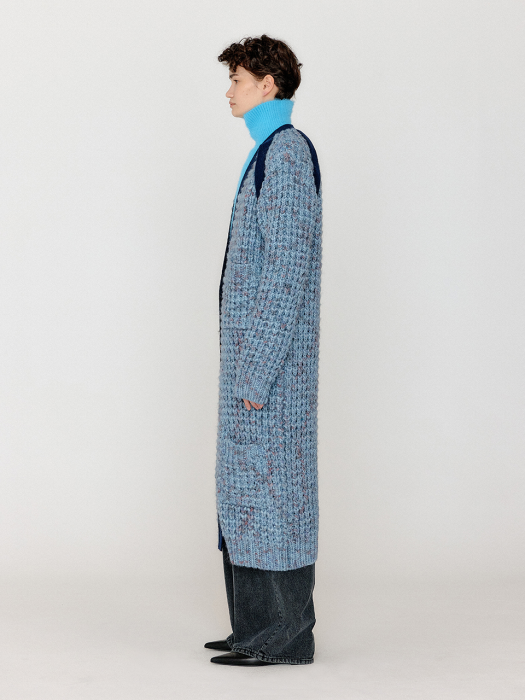 Eenk Vicotta Bolero Layered Long Cardigan - Sky Blue Multi