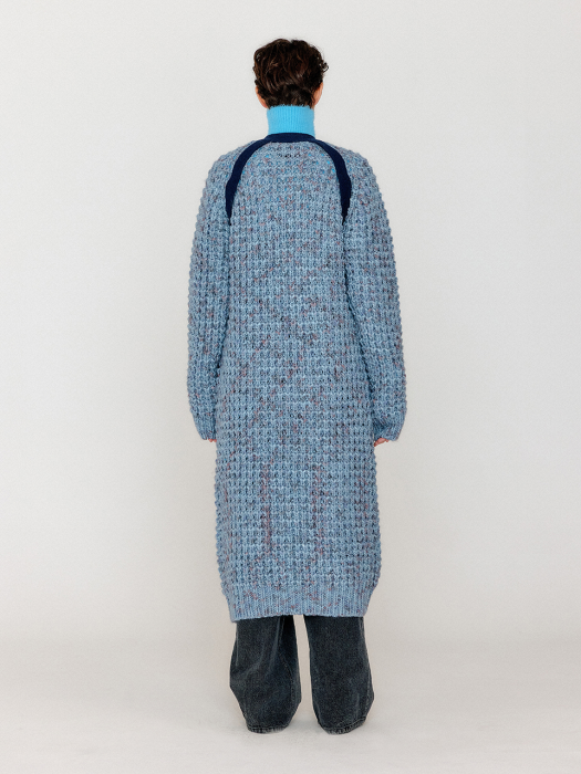 Eenk Vicotta Bolero Layered Long Cardigan - Sky Blue Multi